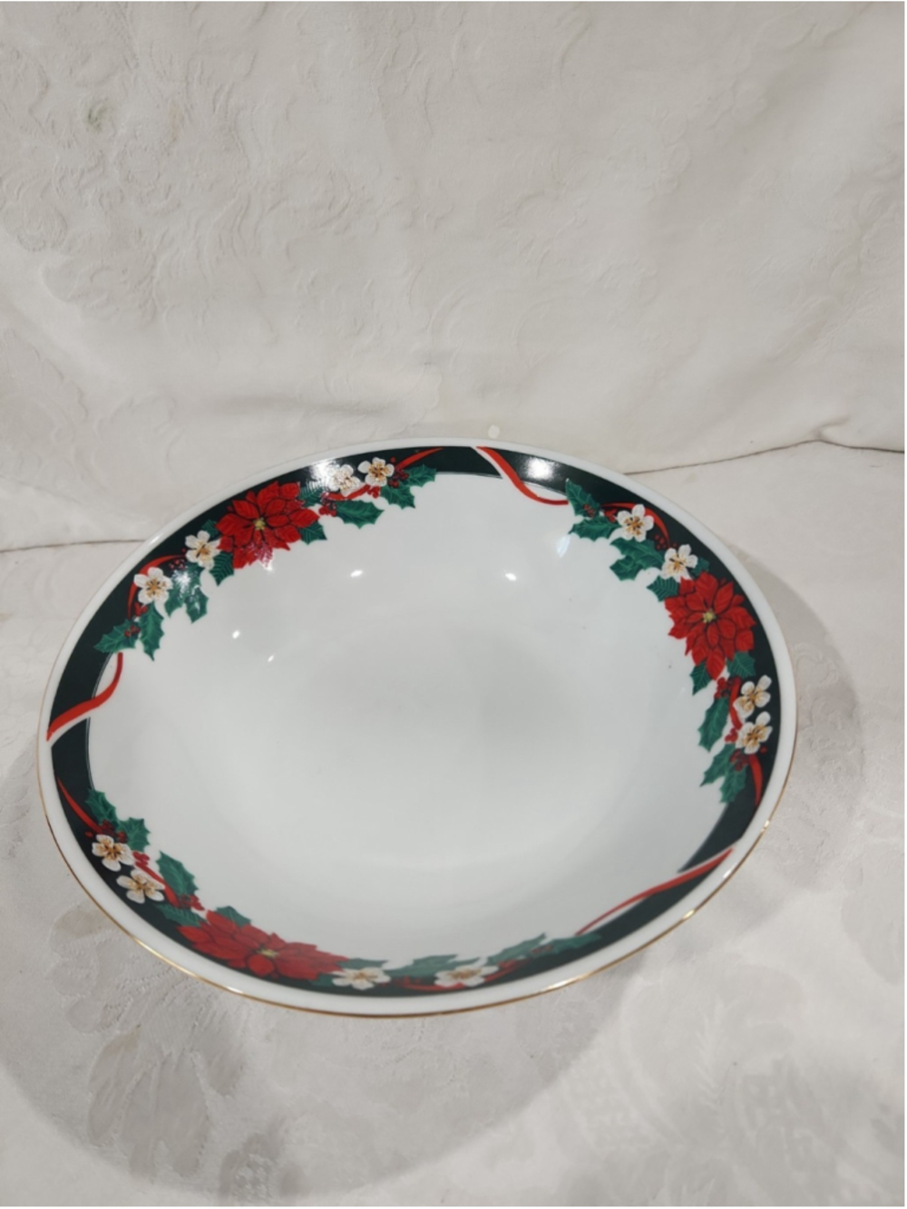 Tienshan Deck the Halls Round Vegetable Serving Bowl- 9.25”